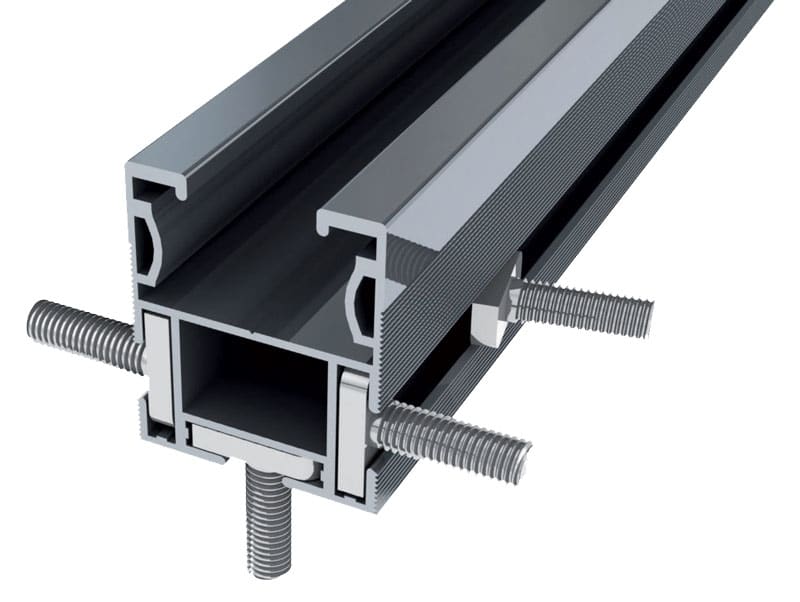 ORBIS - HEAVY MAX Profilo in ALLUMINIO per sostegno moduli fotovoltaici, con 3 guide, lunghezza 3.4m OB620019