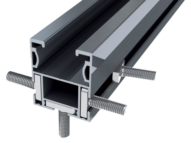 ORBIS - HEAVY MAX Profilo in ALLUMINIO per sostegno moduli fotovoltaici, con 3 guide, lunghezza 3.4m OB620019