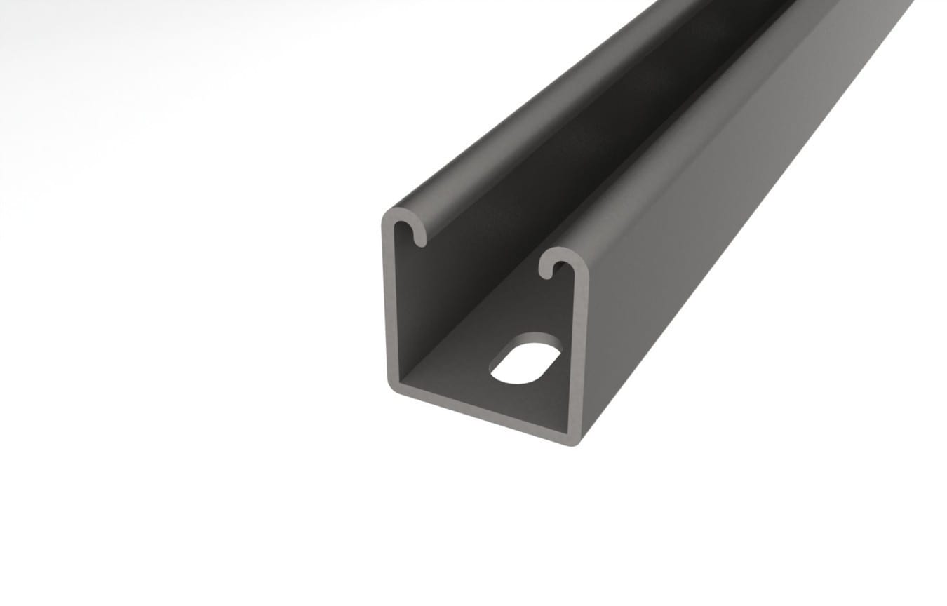 ORBIS - IRON  Profilo in ACCIAO ZINCATO per sostegno moduli Fotovoltaici, con asole 20mmx11mm, lunghezza 3.5m, spessore 1.5mm OB620032