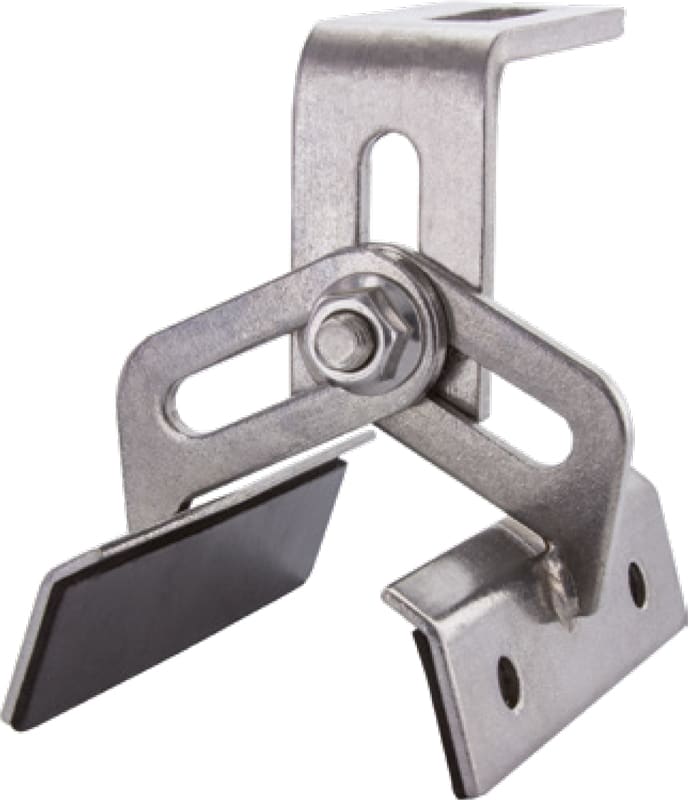 ORBIS - STS-VAR Staffa in ACCIAIO INOX REGOLABILE per coperture in lamiera GRECATA, larghezza 100mm