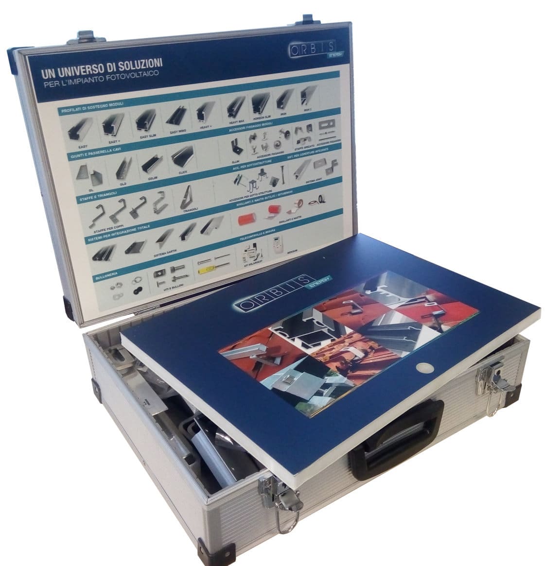 ORBIS - KIT-SPA kit dimostrativo prodotti composto da staffe,morsetti e profili in alluminio OB620217