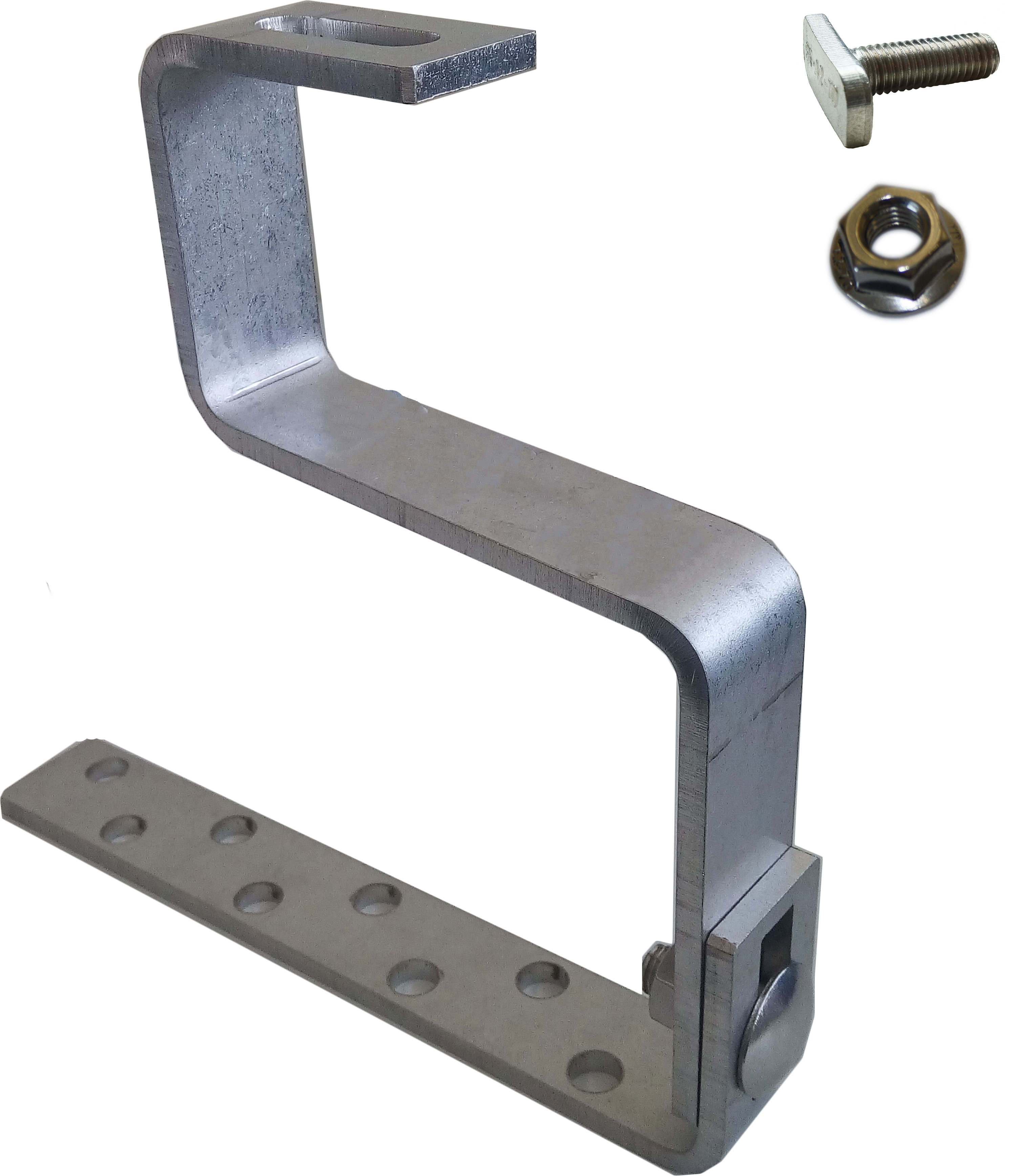 ORBIS - SSR-DCS  Staffa in ACCIAIO AISI 304 con bulloneria per fissaggio su profilo, per tegole DOPPIO COPPO, spessore 5mm OB620248