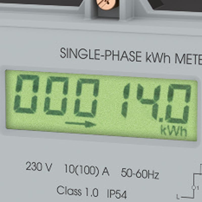 ORBIS - MERb LCD Contatore monofase energia attiva, da parete, 100A, inserzione diretta, display digitale, lampeggio LED 0.625Wh/imp