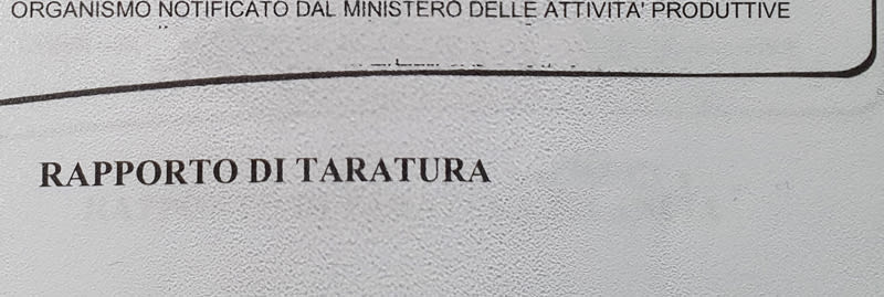 ORBIS - Certificato taratura BILANCIA OBCT0011