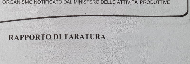 ORBIS - Certificato taratura RECUPERATORE GAS