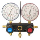 ORBIS - Gruppo manometrico 2 VIE diametro 80 mm,scala bar/psi/°C,classe precisione 1,6 Gas R410A-R32 Attacchi 4 x 1/4" SAE