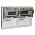 PALAZZOLI - PRIMA quadro per 2 prese interbloccate disposte orizzontalmente frontale con portella 9+9 moduli IP55