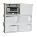PALAZZOLI - PRIMA quadro per 4 prese interbloccate frontale con 1 portella a 9 moduli e un coperchio cieco IP55