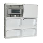 PALAZZOLI - PRIMA quadro per 4 prese interbloccate frontale con 1 portella a 9 moduli e un coperchio cieco IP55