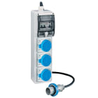 PALAZZOLI - ENERGY GO asc quadro con 3 prese fisse interbloccate 3x 16A 2P+T 220V, spina mobile tipo 16A 2P+T, interruttore mt/diff. 1+N C16 6kA 30mA IP66