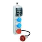 PALAZZOLI - ENERGY GO asc quadro con 3 prese fisse interbloccate 2x 16A 2P+T 220V/1x16A 3P+T 380V, spina mobile tipo 16A 3P+N+T, interruttore mt 4P 16A, diff. 30mA: 4P 16A IP66