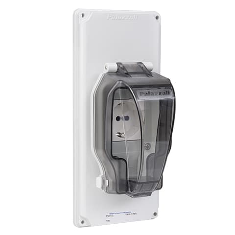 PALAZZOLI - topTER prese fisse per spina mobile, flangia 103x230 con 1 domestica presa fissa 2P+T 10/16A P30/17 230V foro Ã˜4/4.8 IP65