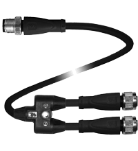 PEPPERL + FUCHS FA - Cavo di collegamento a Y V1-G-BK0,5M-PUR-T-0,1M-V1-GY.