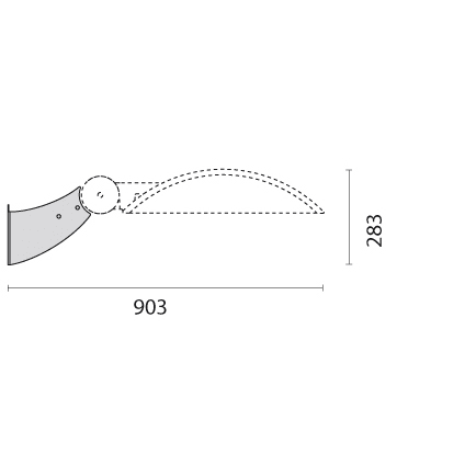 PERFORMANCE IN LIGHTING - Supporto a parete Kyro1 in acciaio verniciato grigio, L=310mm con fosfocromatazione e cataforesi, codice A0398-96, dimensioni D.60.