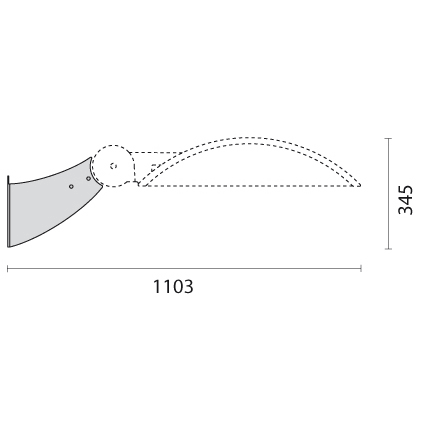 PERFORMANCE IN LIGHTING - Supporto a parete Kyro2 370mm in acciaio verniciato grigio con polveri poliesteri, fosfocromatazione e cataforesi A0399-96 D.76.