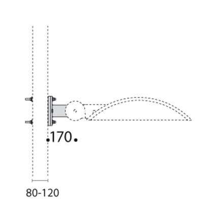 PERFORMANCE IN LIGHTING - Supporti in acciaio zincato per installazione su pali da D80 a D120mm, con tiranti e dadi M8. A0406/1-02 SUPP,SING,PALO D,80.