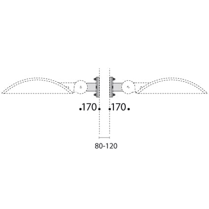 PERFORMANCE IN LIGHTING - Supporti in acciaio zincato per installazione doppia su pali da D80 a D120mm, con tiranti e dadi M8. A0406/2-02 SUPP,DOPPIO PALO D.