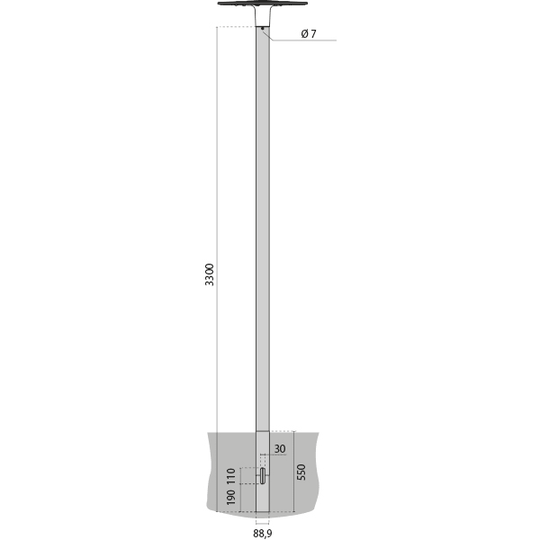 PERFORMANCE IN LIGHTING - Palo Spillo Interrato D90 H.3300 AN96 3,3 m