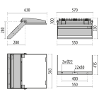 PERFORMANCE IN LIGHTING - Led proiettori 5000K 448W Guell 4 440 A50/W 850 GR-94 DALI ottica asimmetrica diffondente.