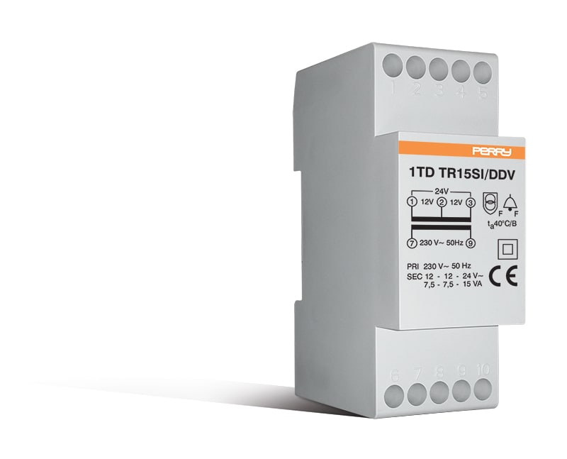 PERRY ELECTRIC - TRASF.MODUL.15VA S.INT.230/12-12-24V