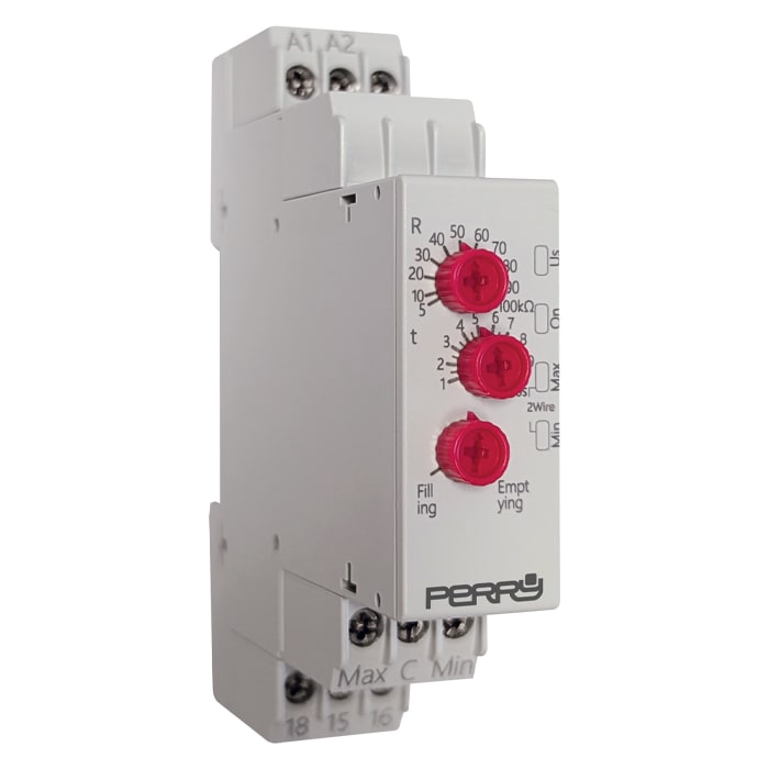 PERRY ELECTRIC - Regolatore di livello elettronico 24-230V 1 DIN, comprensivo di due sonde