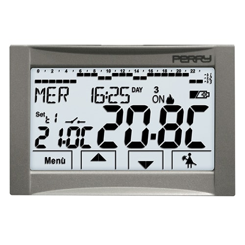 PERRY ELECTRIC - Cronotermostato digitale settimanale da incasso a menù 3V serie MOON TOUCH SCREEN