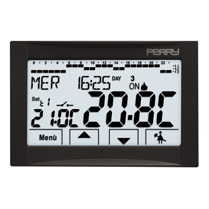 PERRY ELECTRIC - Cronotermostato digitale settimanale da incasso a menù 230V serie MOON TOUCH SCREEN
