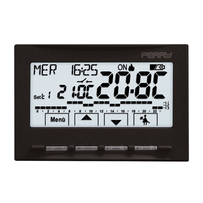 PERRY ELECTRIC - Cronotermostato ad incasso a menù 3V serie NEXT