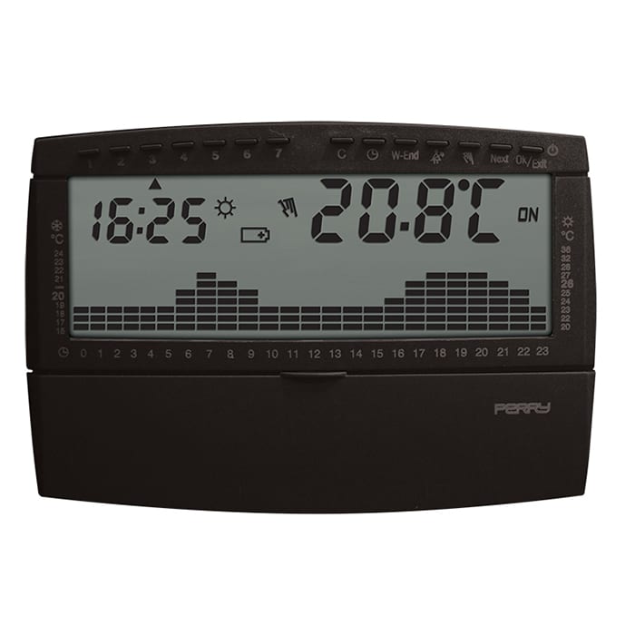 PERRY ELECTRIC - Cronotermostato digitale settimanale 3V serie UP&DOWN Compact colore antracite 1CRCR018AS