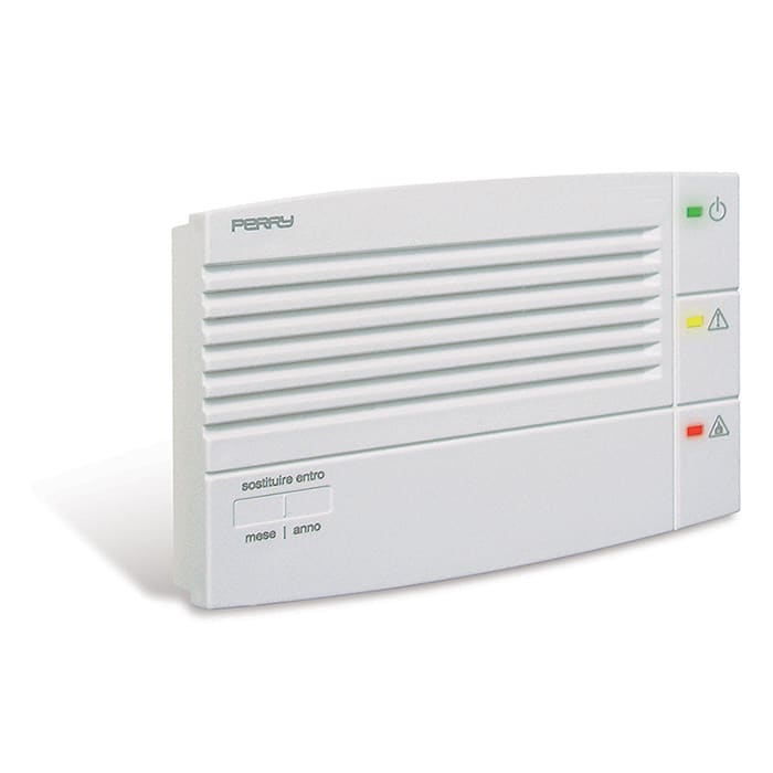PERRY ELECTRIC - Rilevatore di gas GPL da parete e/o semincasso serie ZEFIRO, LED di indicazione ON/Avaria/Presenza gas