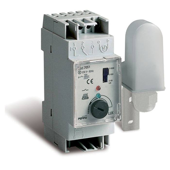 PERRY ELECTRIC - Interruttore crepuscolare regolazione 2-10.000 Lux 2 DIN