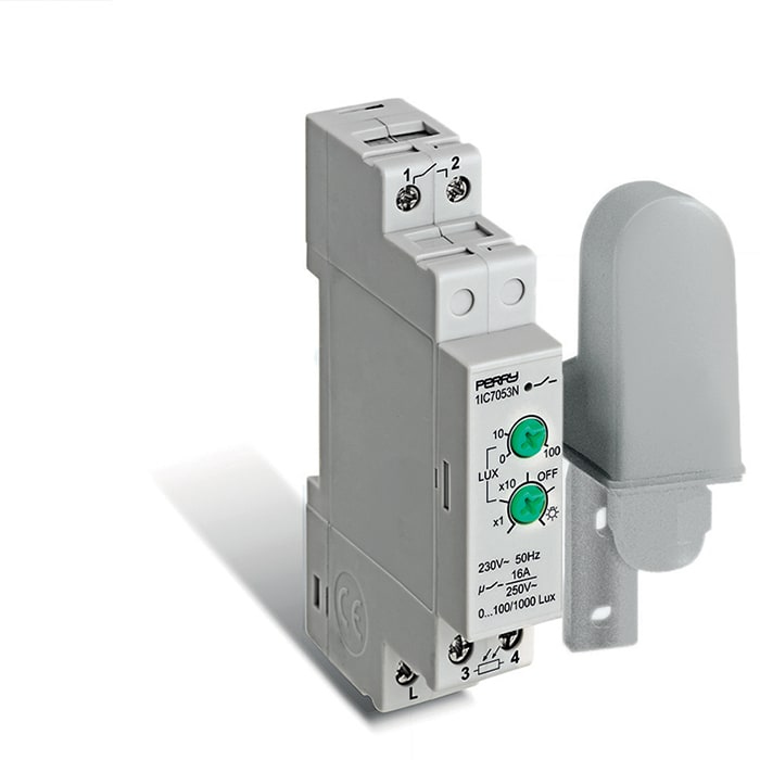 PERRY ELECTRIC - Interruttore crepuscolare regolazione 0-1000 Lux 1DIN