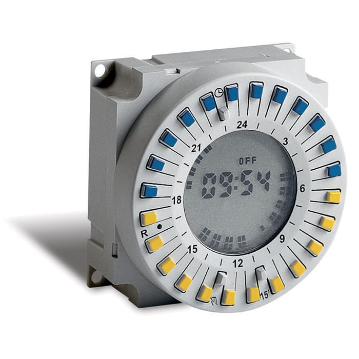 PERRY ELECTRIC - Modulo interruttore orario settimanale digitale a cavalieri con display 60x60 - 230V 50/60Hz
