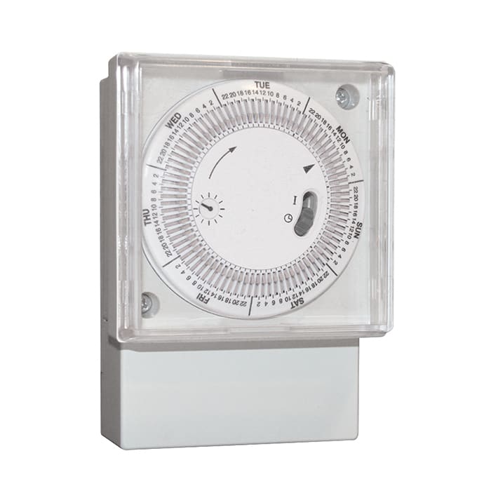 PERRY ELECTRIC - Interruttore orario settimanale a cavalieri con riserva di carica 72x72