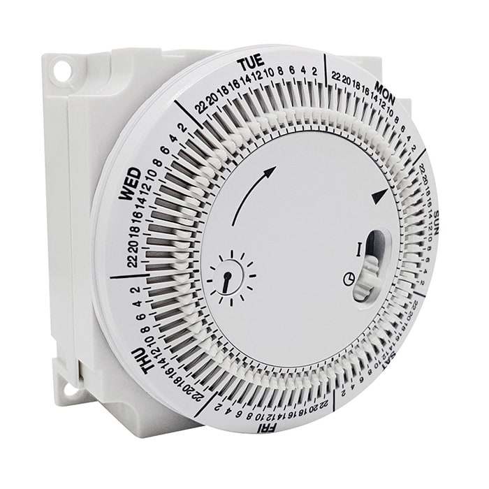 PERRY ELECTRIC - Interruttore orario settimanale a cavalieri con riserva di carica 60x60