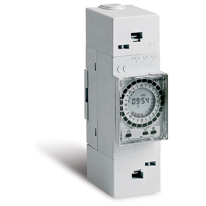 PERRY ELECTRIC - Interruttore orario settimanale digitale a cavalieri con display - 2 DIN