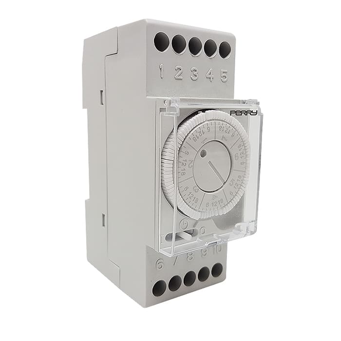 PERRY ELECTRIC - Interruttore orario settimanale a cavalieri con riserva di carica - 2 DIN