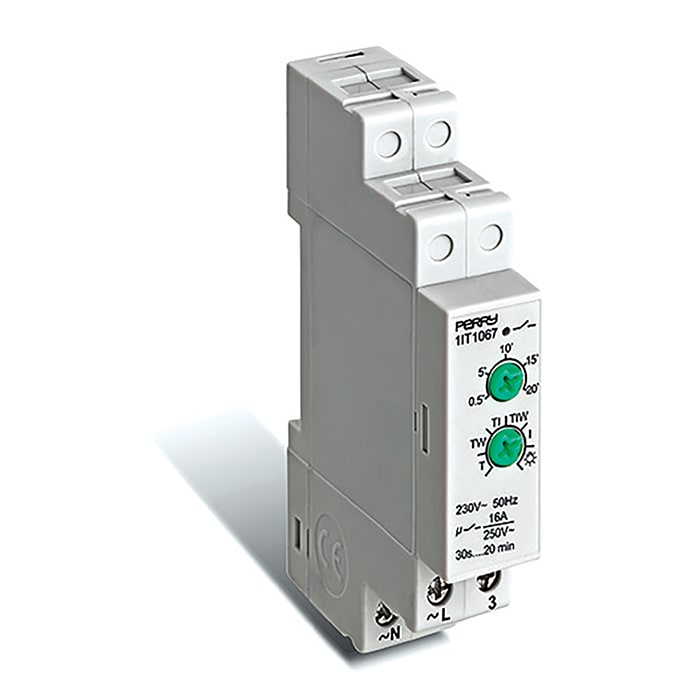 PERRY ELECTRIC - Interruttore temporizzato per scale multifunzione 1 DIN
