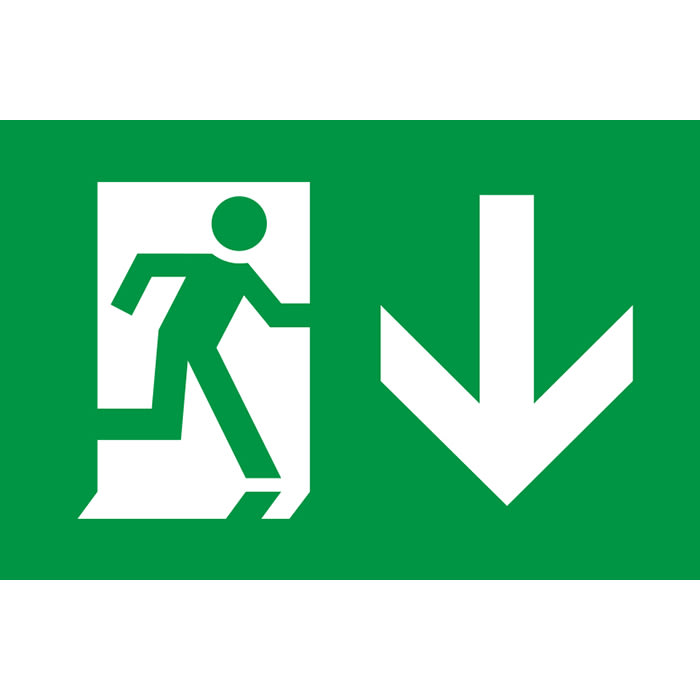 PERRY ELECTRIC - Pittogramma uomo freccia basso per InvisibiLED dimensioni 160x215 mm