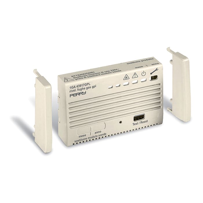 PERRY ELECTRIC - Kit composto da telaio, spallette, frontalino dei rilevatori di gas 43917GPL con le serie civili