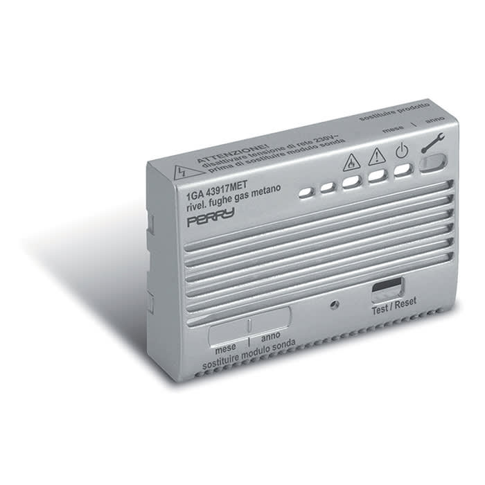 PERRY ELECTRIC - Frontalino rilevatori di gas 43917MET con le serie civili color argento metallizzato lucido