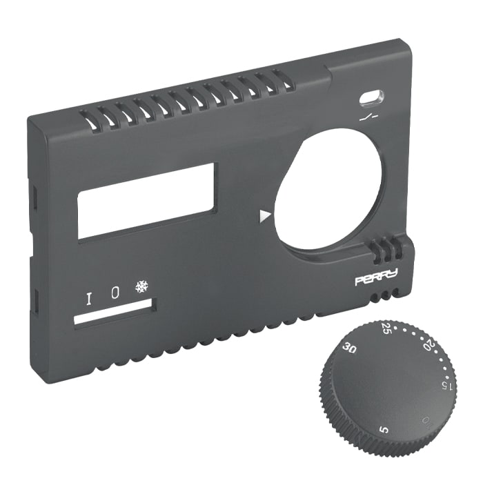 PERRY ELECTRIC - Frontalino e manopola di finitura Antracite metallizzato lucido per termostati TE312/MC