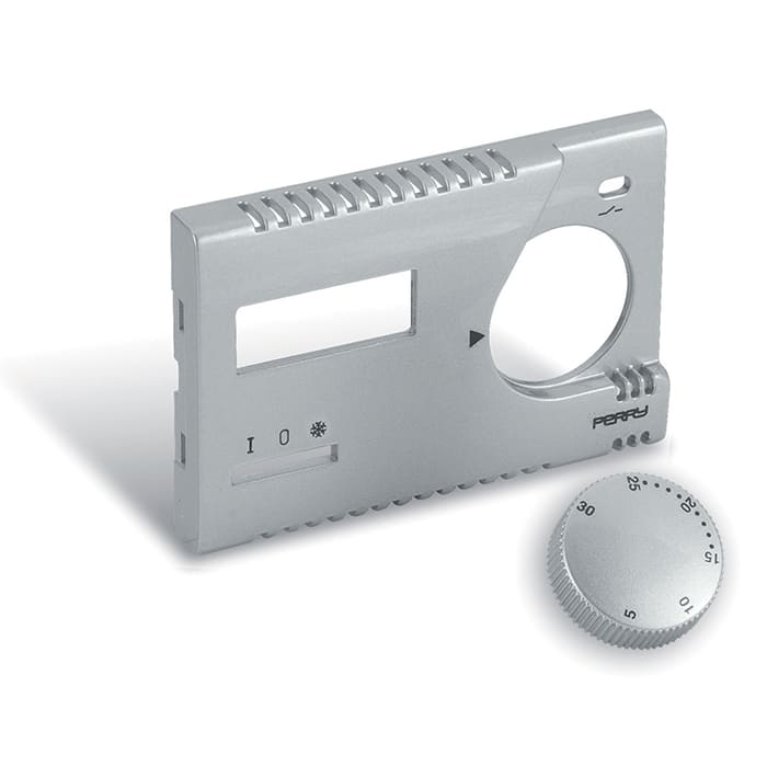 PERRY ELECTRIC - Frontalino e manopola di finitura Silver Lucido per termostati TE312/MC