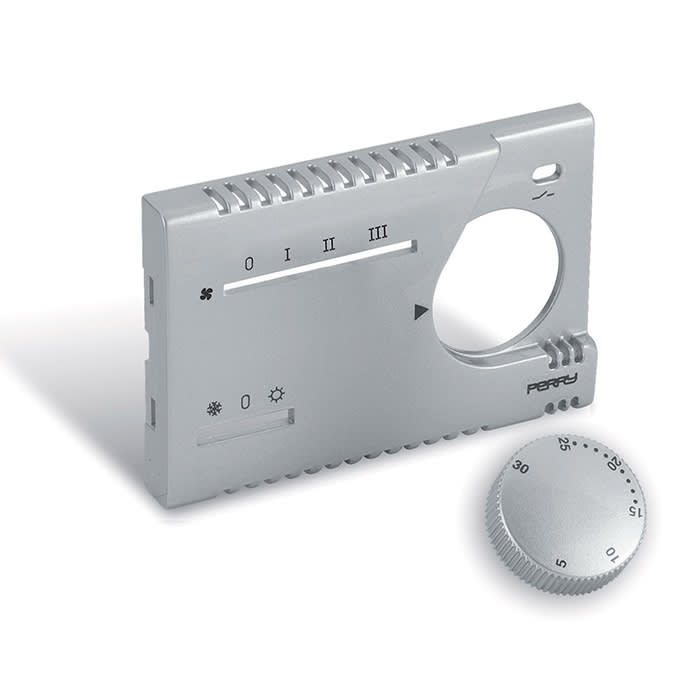 PERRY ELECTRIC - Frontalino e manopola di finitura Silver Lucido per termostati  TEF365/MC