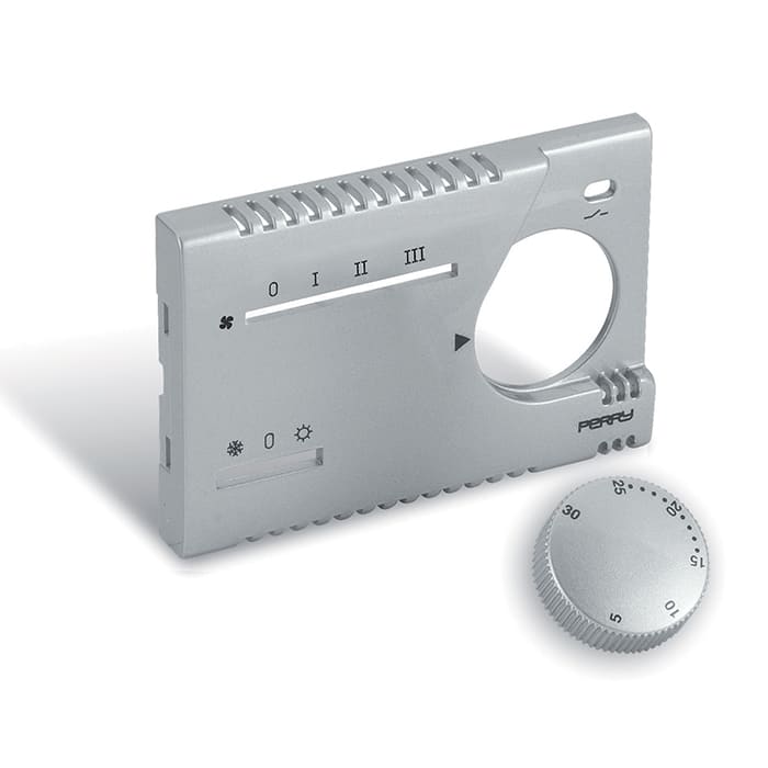 PERRY ELECTRIC - Frontalino e manopola di finitura Silver Lucido per termostati TEF365/MC