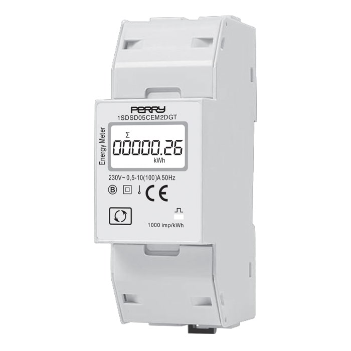 PERRY ELECTRIC - Contatore digitale di energia monofase 2 DIN CERTIFICATO MID