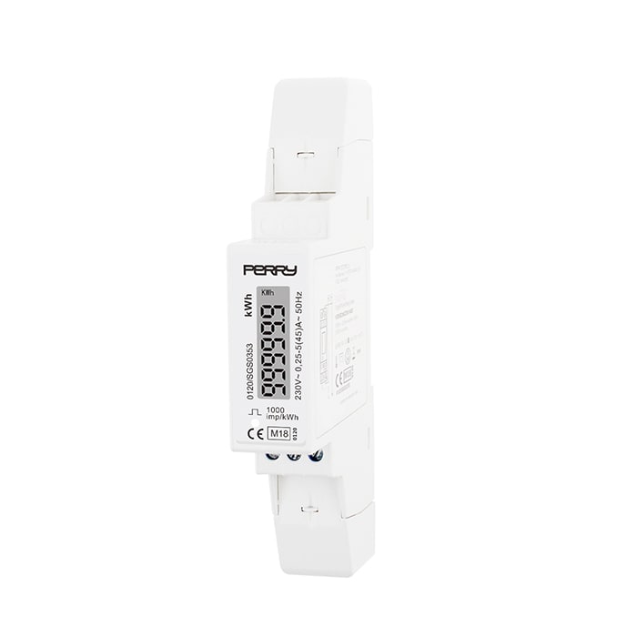 PERRY ELECTRIC - Contatore di energia monofase 1 DIN certificato MID