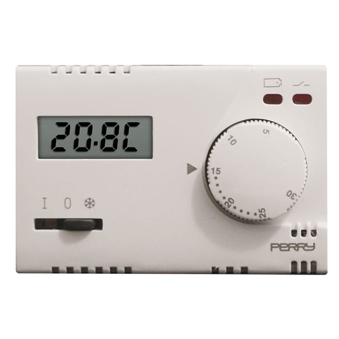 PERRY ELECTRIC - Termostato elettronico 3V serie MODULO con display e comando ON/OFF/ANTIGELO