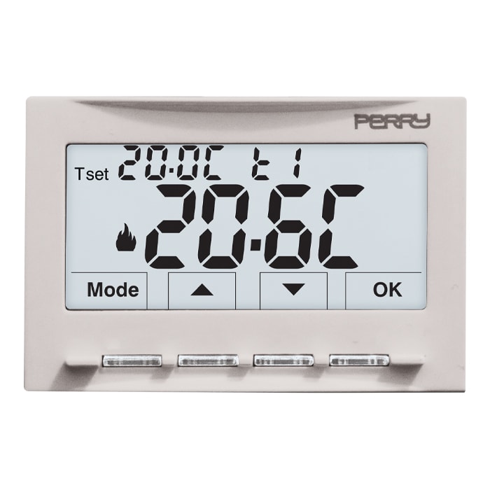 PERRY ELECTRIC - Termostato digitale ad incasso 230V serie NEXT Soft Touch con inclusi due frontalini(1 bianco e 1 nero) 1TITE541E