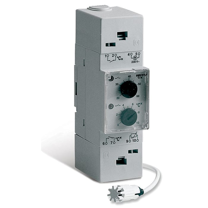 PERRY ELECTRIC - Termostato elettronico per quadri elettrici modulare 2 DIN